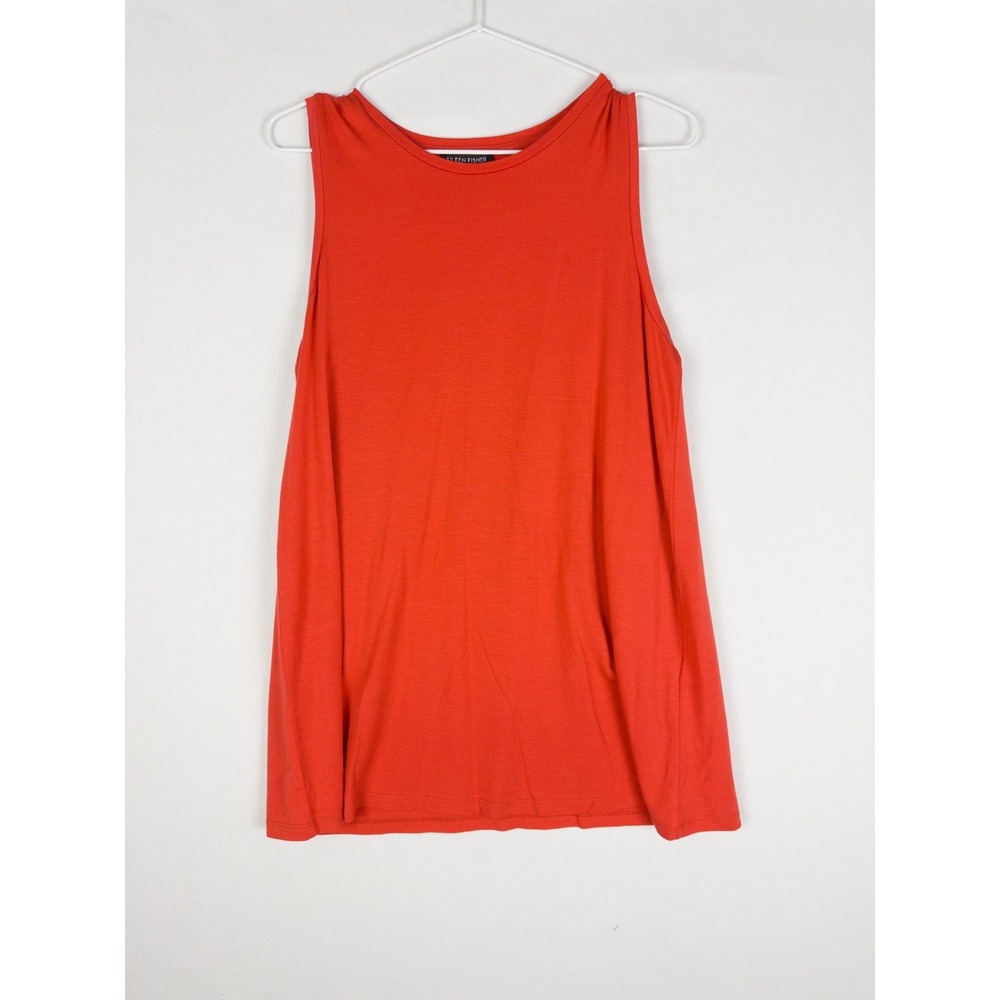 Eileen Fisher Tank Womens XS Orange Pullover Solid Minimalist Tencel‎